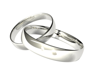 Two Platinum or Silver Rings - Reflected Candles